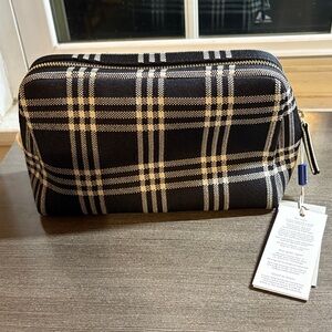 Rothy's Black and Cream Plaid Universal Pouch Large Toiletry Bag